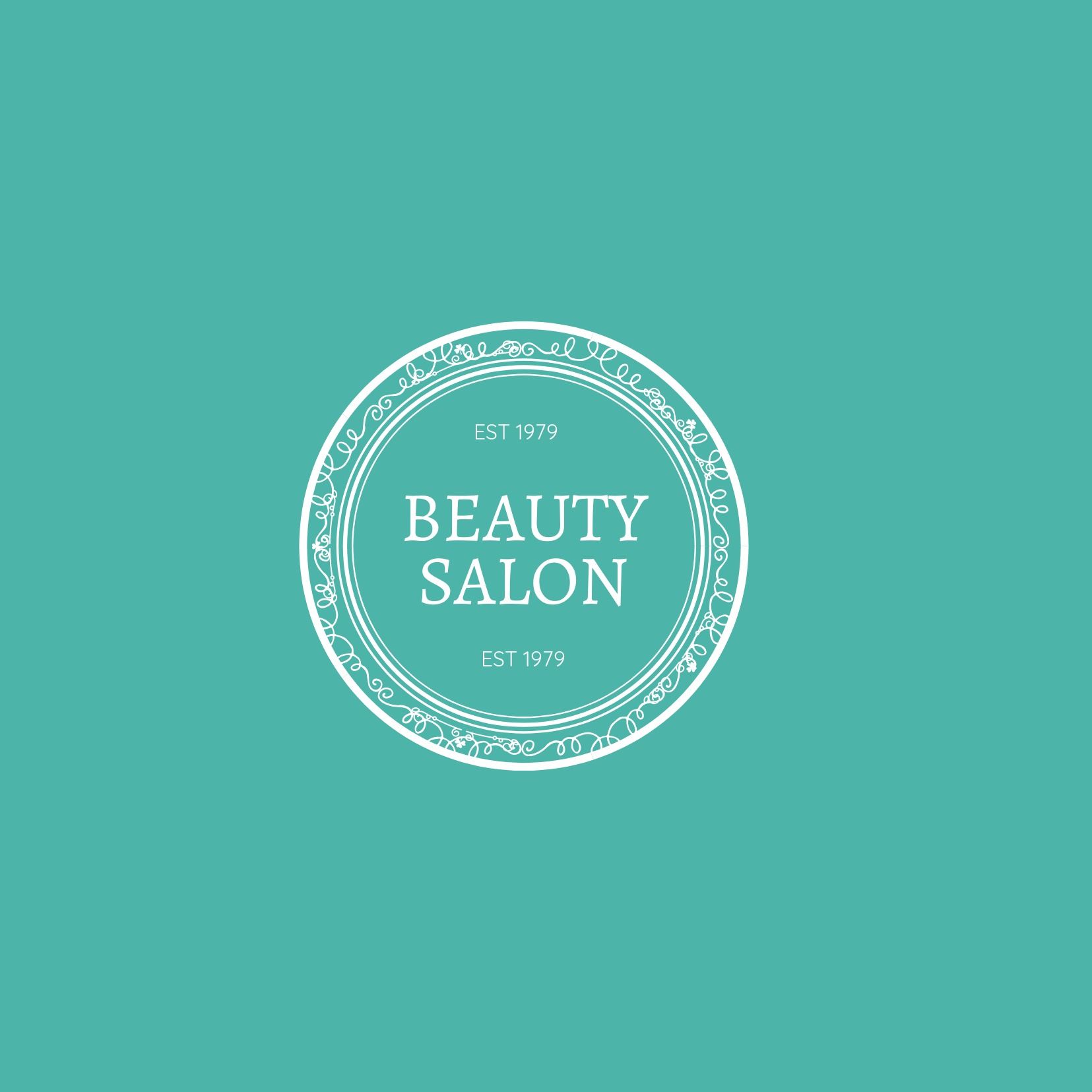 Logotipo de salón de belleza sobre un fondo turquesa con texto en fuente Alegreya SC - La mejor manera de utilizar la fuente Alegreya SC - Imagen