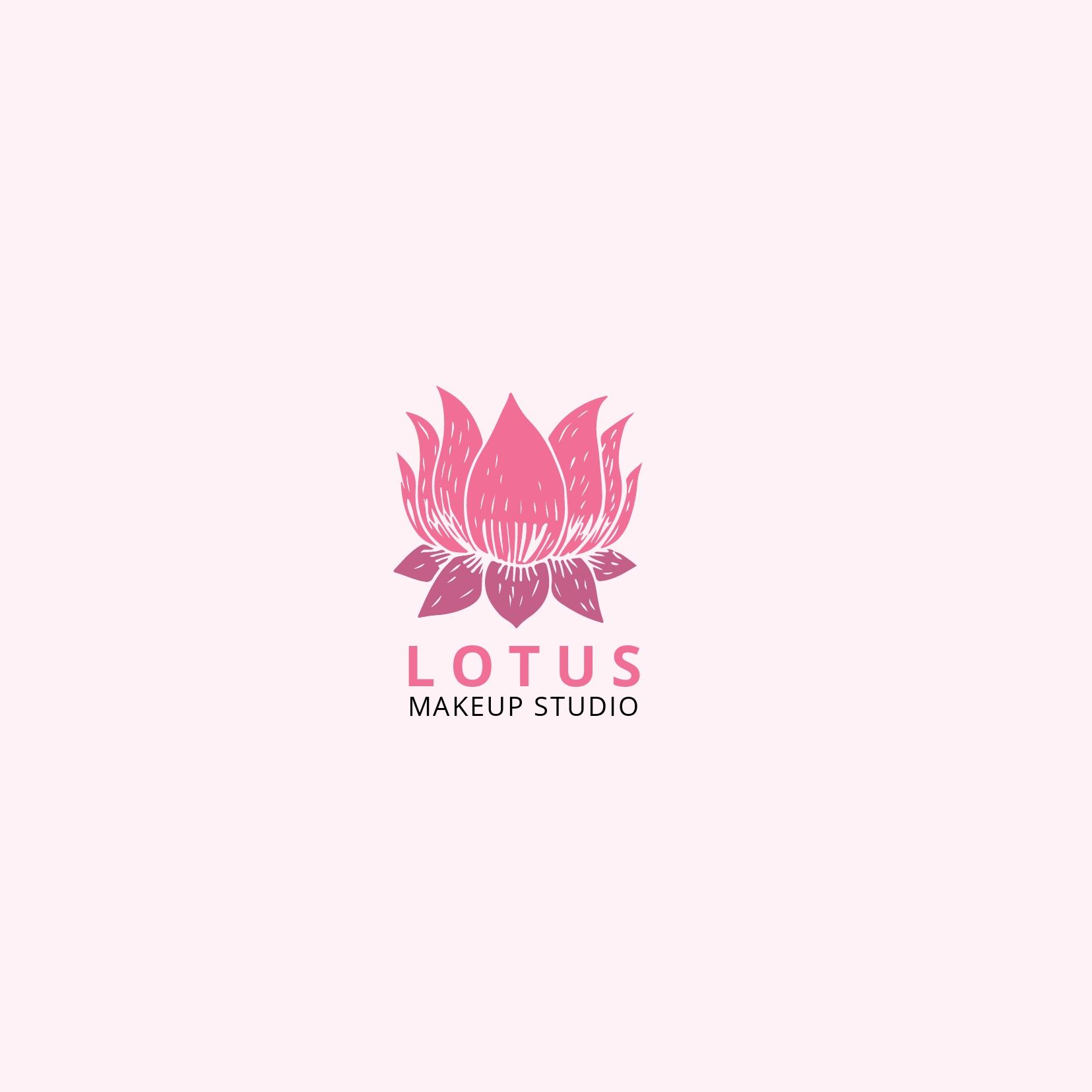 Logotipo de Lotus Makeup Studio sobre un fondo blanco. La fuente Open Sans es abierta y legible. Imagen