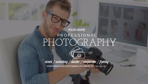 Professional photography advertising template with smiling male photographer - How to start a part-time business that works - Image