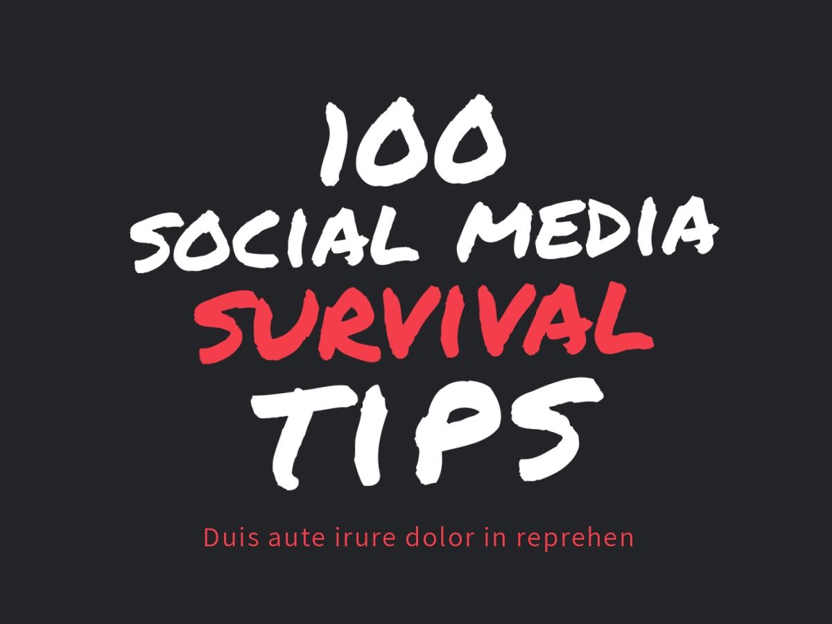 '100 Social Media Survival Tips' written on a black background - Pieces of advice for creating 'tips videos' on YouTube - Image