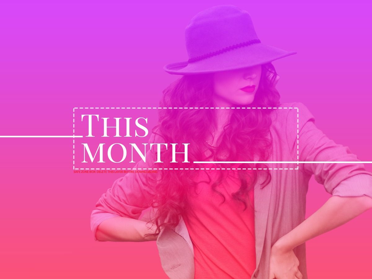 Femme avec un chapeau en arrière-plan et « Ce mois-ci » au milieu – Comment améliorer votre vidéo YouTube avec des conseils vestimentaires – Image