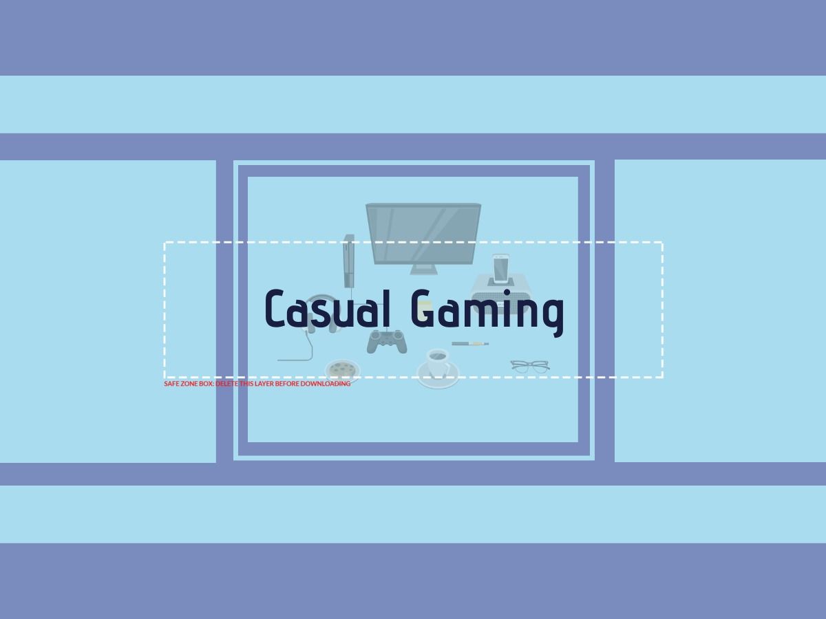 'Casual Gaming' written on a blue background with gaming symbols - Tips on how to make walkthrough YouTube videos more engaging for your audience - Image