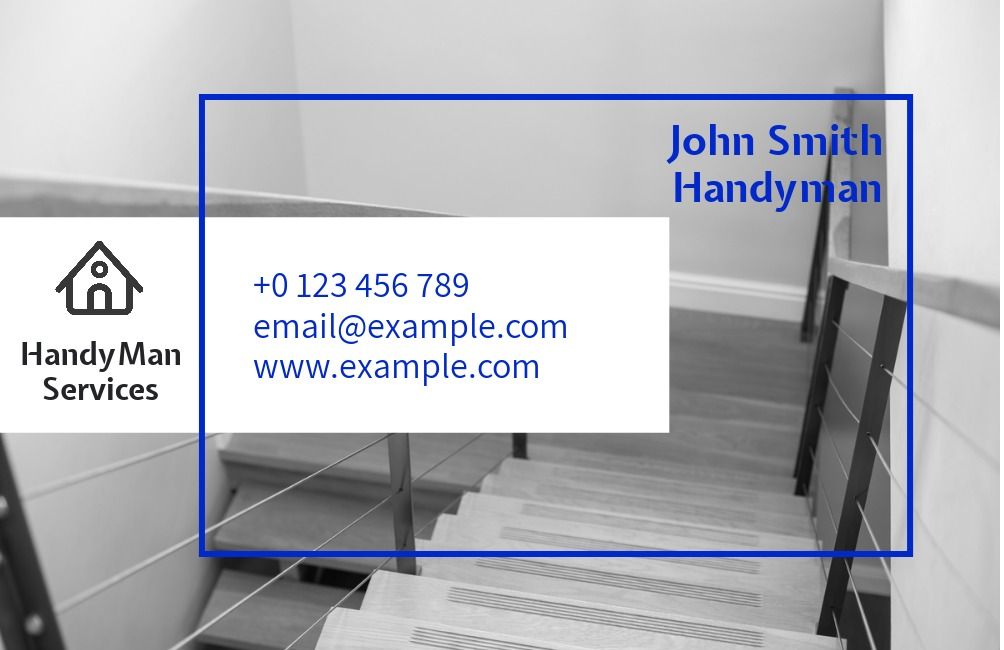 Handyman services business card template with photo of stairwell - The flexibility of a layered approach to business card design - Image