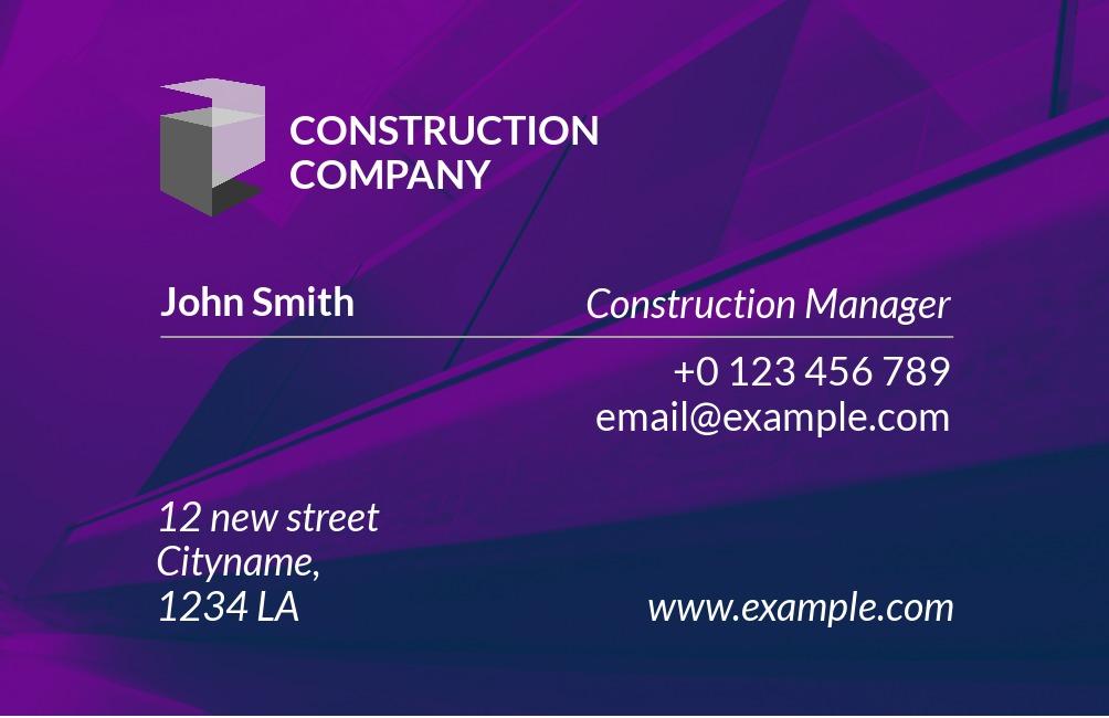 Construction company business card template with monochrome photo in the background - Monochromatic patterns in business card design - Image