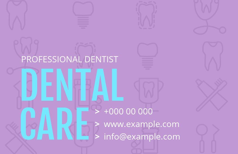 Plantilla de tarjeta de presentación de dentista profesional con íconos dentales en el fondo: cómo las ilustraciones y los íconos pueden hacer que las tarjetas de presentación sean simples pero llamativas - Imagen