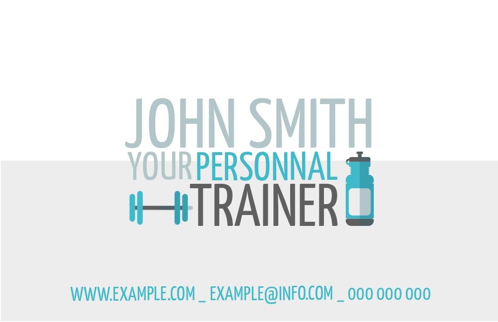 Simple personal trainer business card template with dumbbell and water bottle - Tips on how to keep your business card design simple - Image