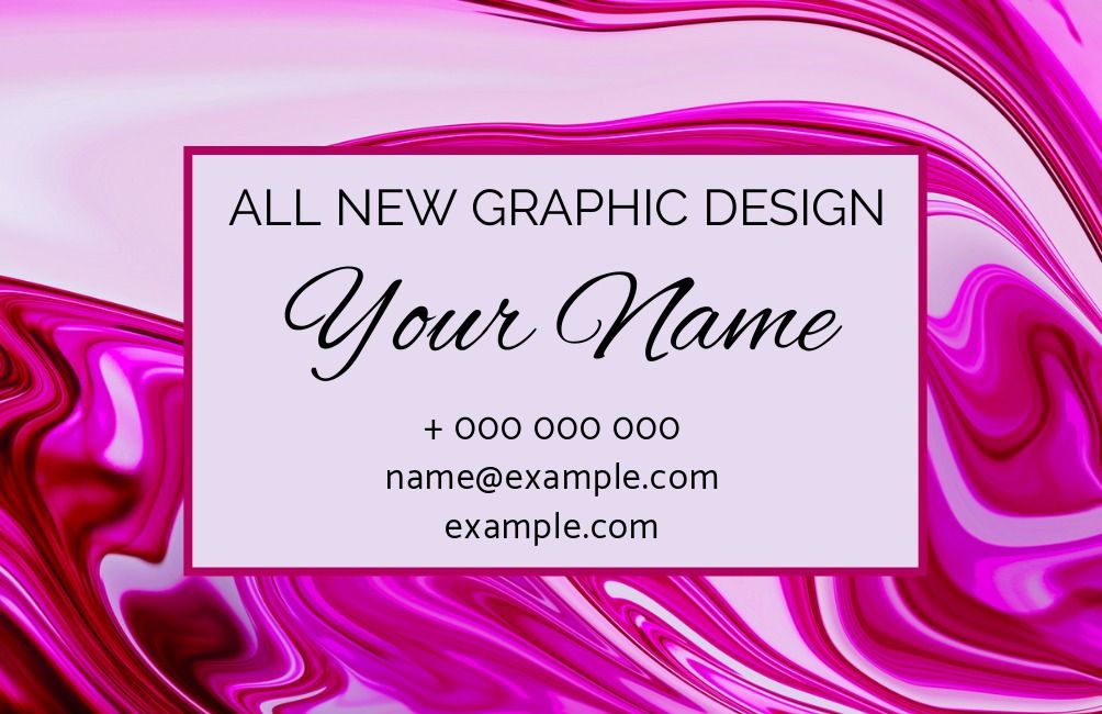 Pink graphic designer business card template with waves on background - Business cards with 'moving' background - Image