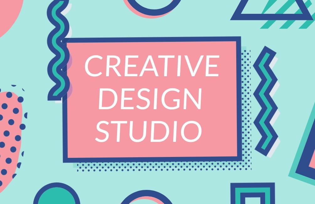 Um modelo de cartão de visita com estilo retrô com a inscrição &#39;Creative design studio&#39; no meio - O potencial do uso do estilo retrô em cartões de visita - Imagem