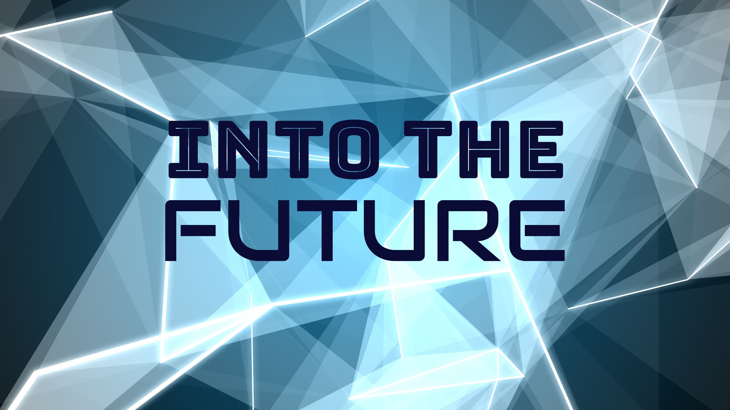 Title "Into the Future" on an abstract triangular mesh background - Modern packaging design elements - Image