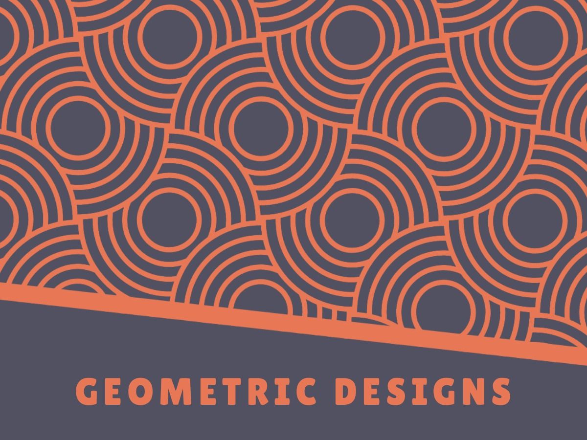 Geometric pattern made in orange and gray colours and 'Geometric Designs' as a title - General tips on how to choose the right colors for your geometric patterns - Image