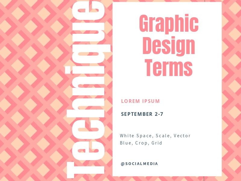 Desenho geométrico pêssego e rosa com texto - Técnicas de design - Imagem