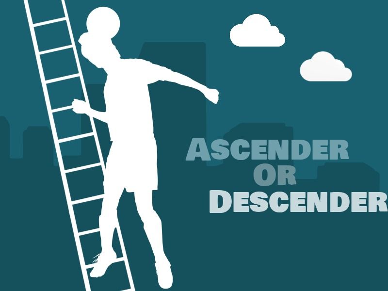 Person climbing ladder in front of city landscape - What are ascender letters - Image