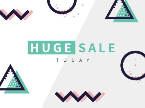 'Huge Sale Today' title on abstract background - Memphis design has not lost its popularity this year - Image
