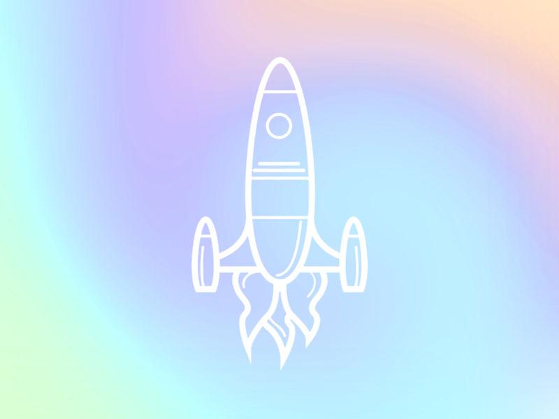 Abstract image of a flying rocket on a gradient background - Holographic design remains popular - Image