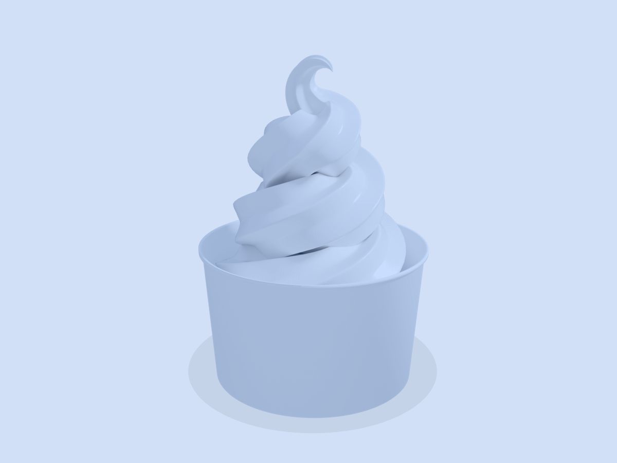 Monochrome image of cream dessert in a plastic cup - Mono colour 3D designs will slowly but steadily continue to gain popularity in 2019 - Image