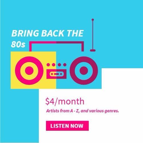 Magnétophone minimaliste avec pour titre &quot;Bring Back the 80s&quot; - Les couleurs vives et les formes funky, rappelant le style des années 80 et 90, resteront populaires en 2019 - Image