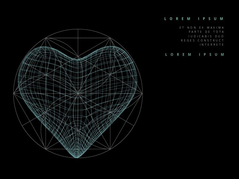 Malla turquesa 3D en forma de corazón - Formas 3D en diseño geométrico - Imagen