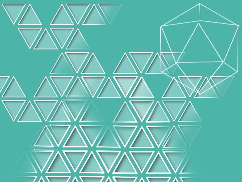 Patrones de triángulos geométricos con fondo verde - Formas 3D desplegadas en diseño geométrico - Imagen