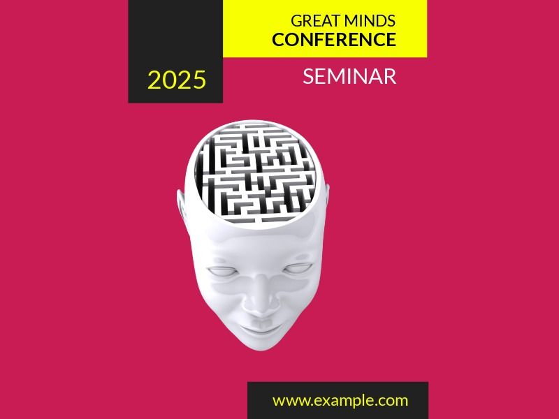 Affiche de conférence avec tête ouverte et labyrinthe en guise de cerveau - Labyrinthes et labyrinthes en design - Image