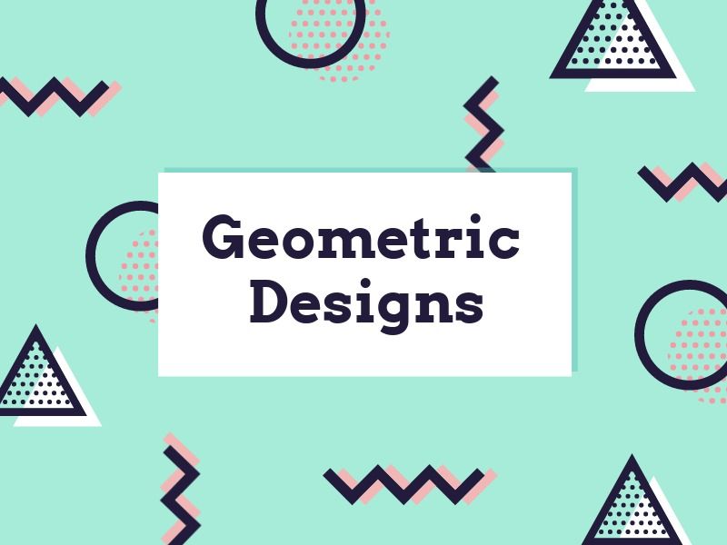 Turquoise Geometric Designs Cover With Circles and Triangles - Unique look of Memphis design - Image