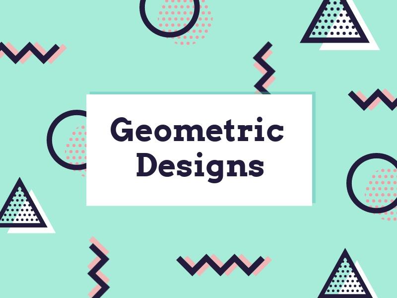 Cubierta de diseños geométricos turquesas con círculos y triángulos - Aspecto único del diseño de Memphis - Imagen