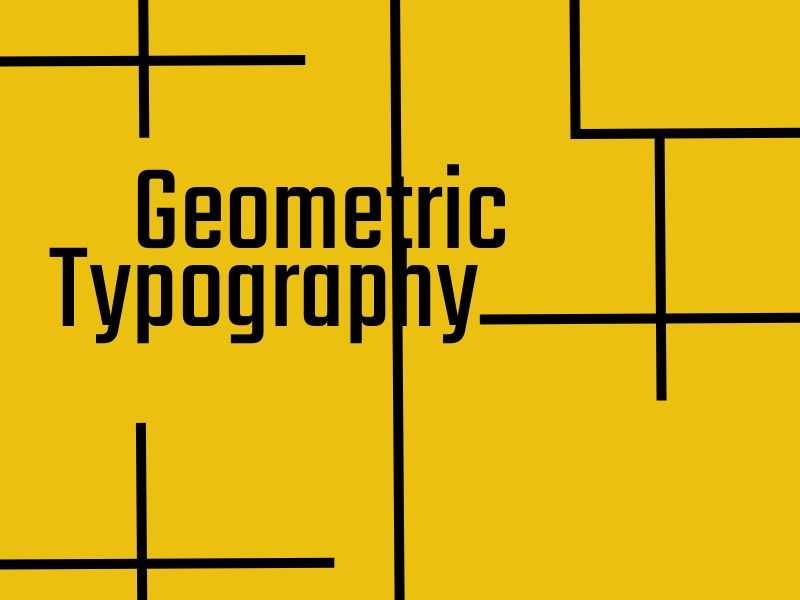 Pôster de tipografia geométrica com fundo amarelado