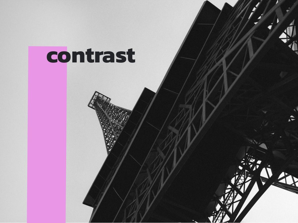 Foto des Eiffelturms mit der Überschrift „Kontrast“ – Kontrastgeometrische Designs – Bild