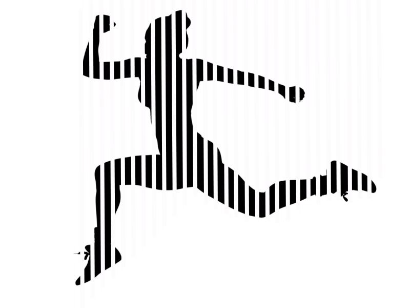 Bild eines rennenden Mädchens in Schwarz und Weiß – Formen aus Linien erzeugen – Bild