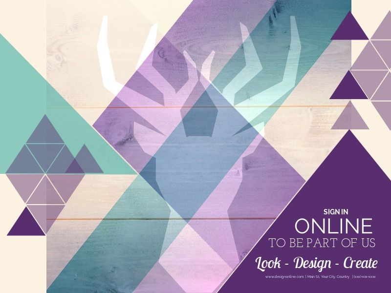 Collage of colors with deer head design - A combination of geometric patterns and collages - Image