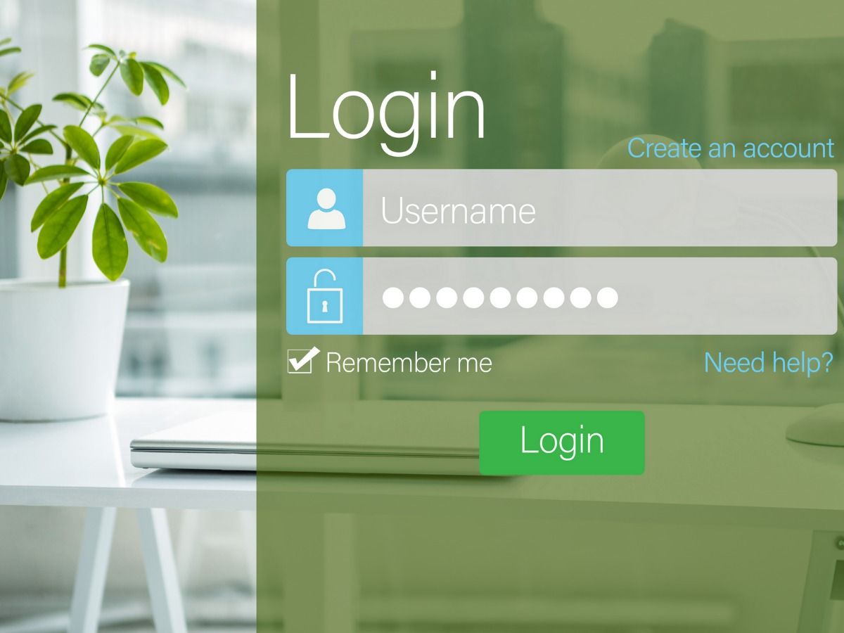 Página de formulário de login verde e branco - Tipos de design gráfico: Interface do usuário - Imagem