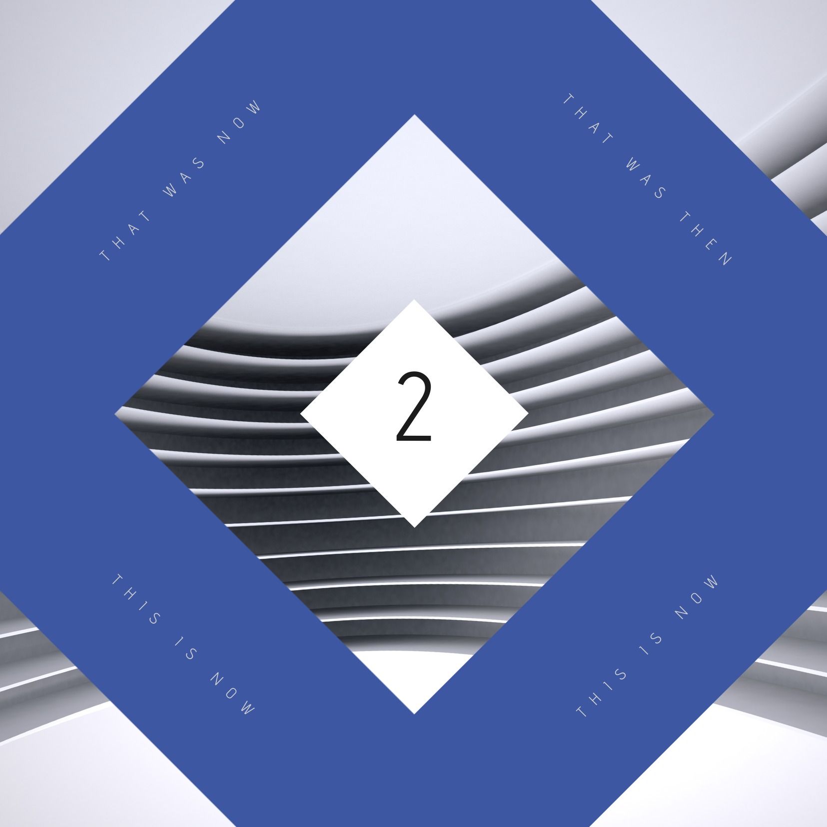 Albumcover mit blauem, rautenförmigem geometrischem Design – Rautenformen auf Albumcover – Bild