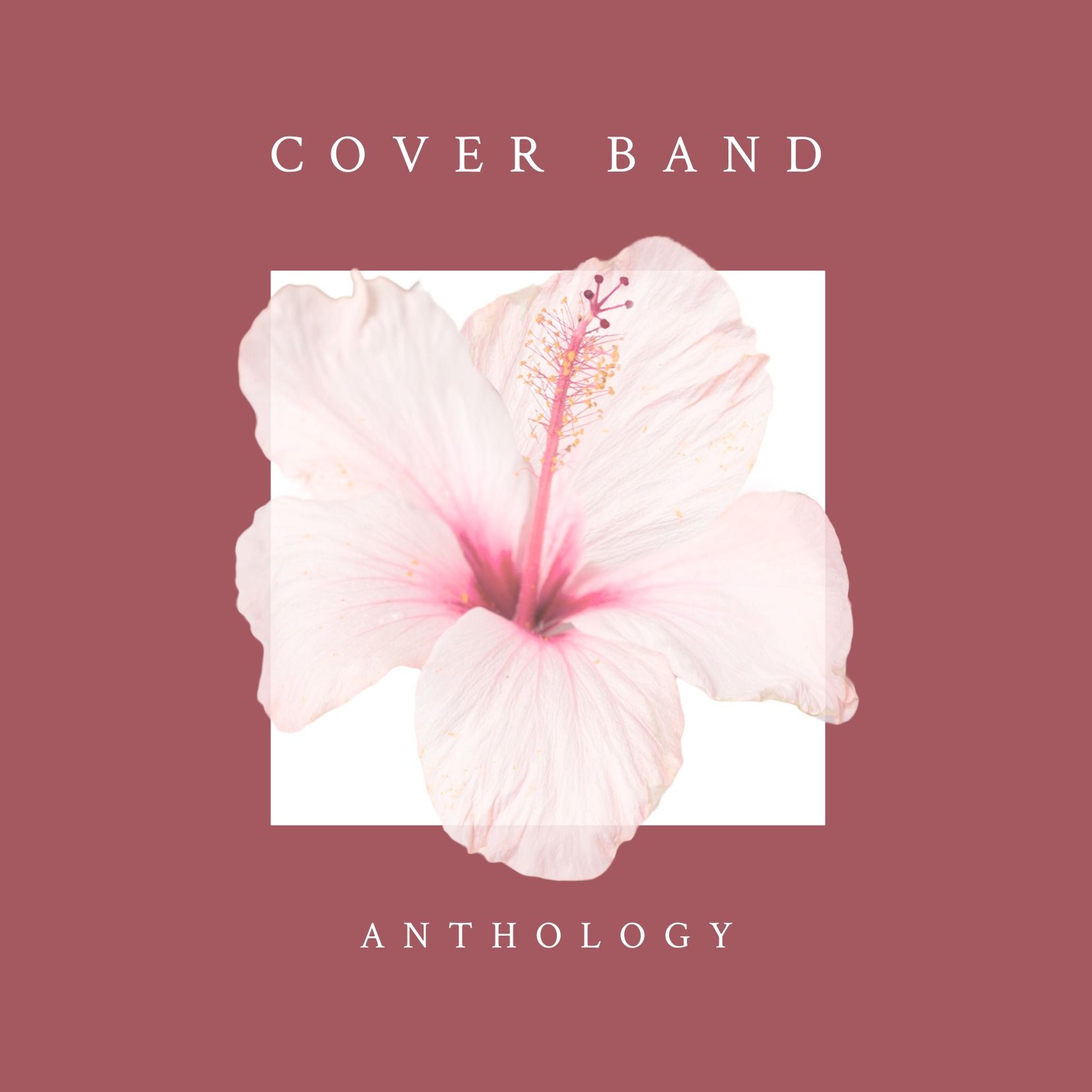 Albumcover-Design mit Blume auf rotem Hintergrund - Albumcover-Design mit Blumenmuster - Bild