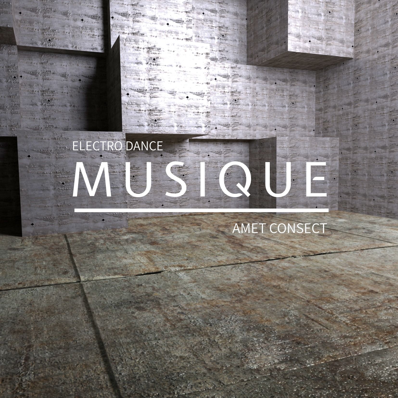 Patrón de cubo plateado con texto temático musical - Cubos en movimiento abstractos en el diseño de portada del álbum - Imagen