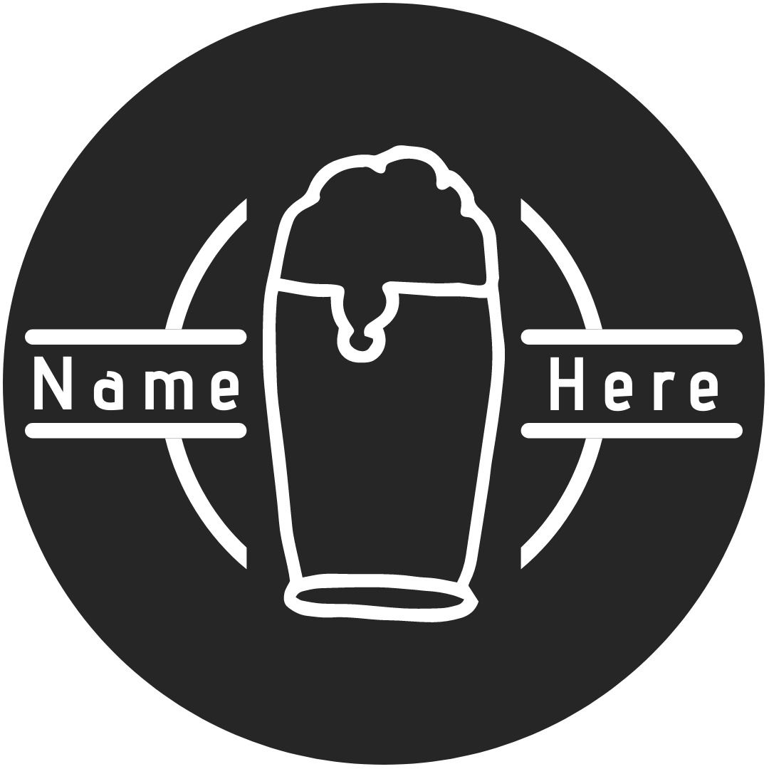 Design de logotipo de cerveja circular preto e branco editável