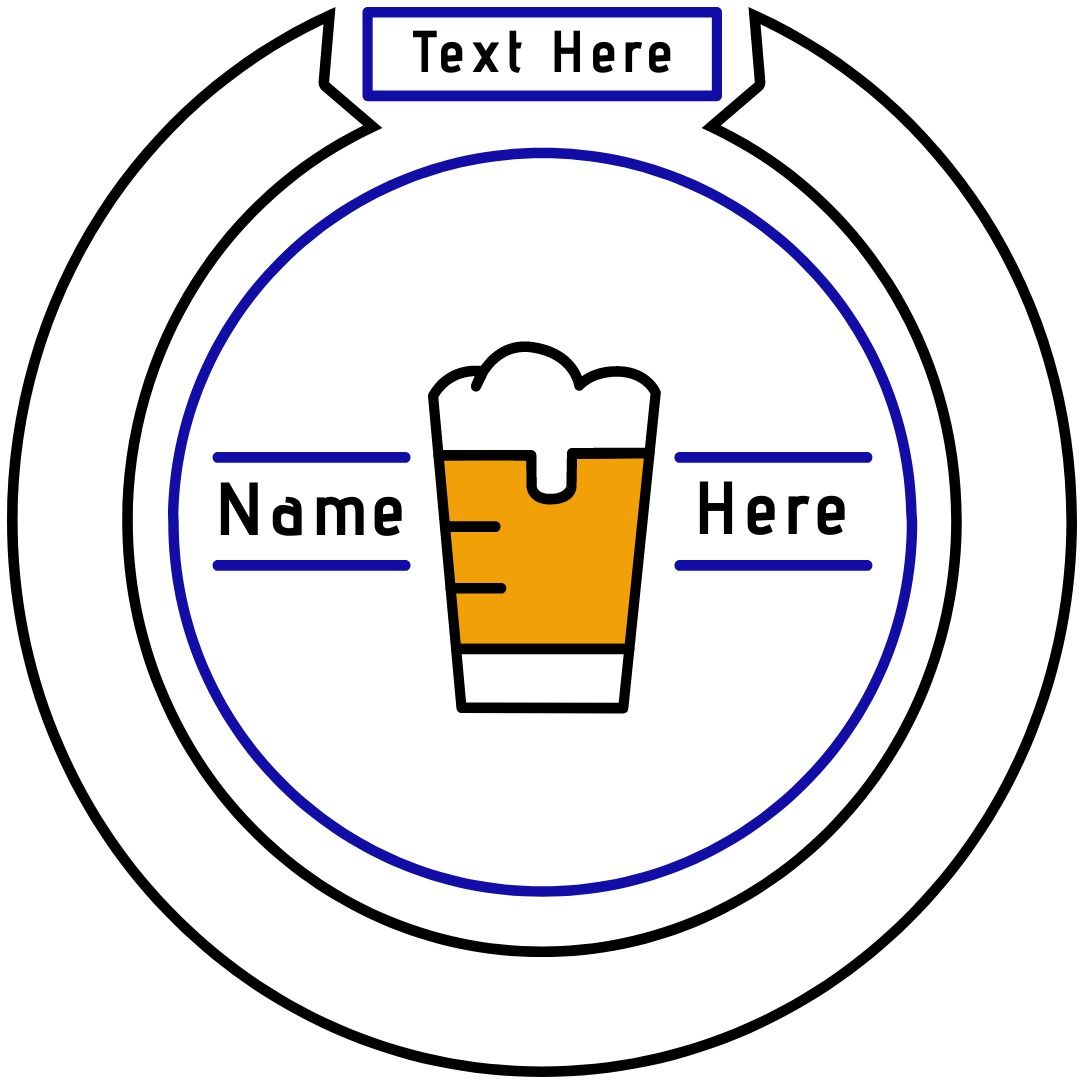 Design de linha simples editável com um logotipo circular de cerveja colorido