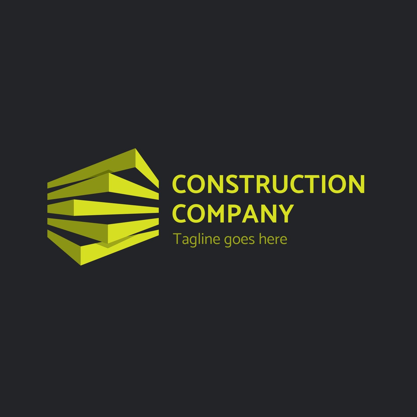 Logo d&#39;entreprise de construction cubique avec texte vert vif sur fond sombre - La polyvalence de la police Catamaran - Image