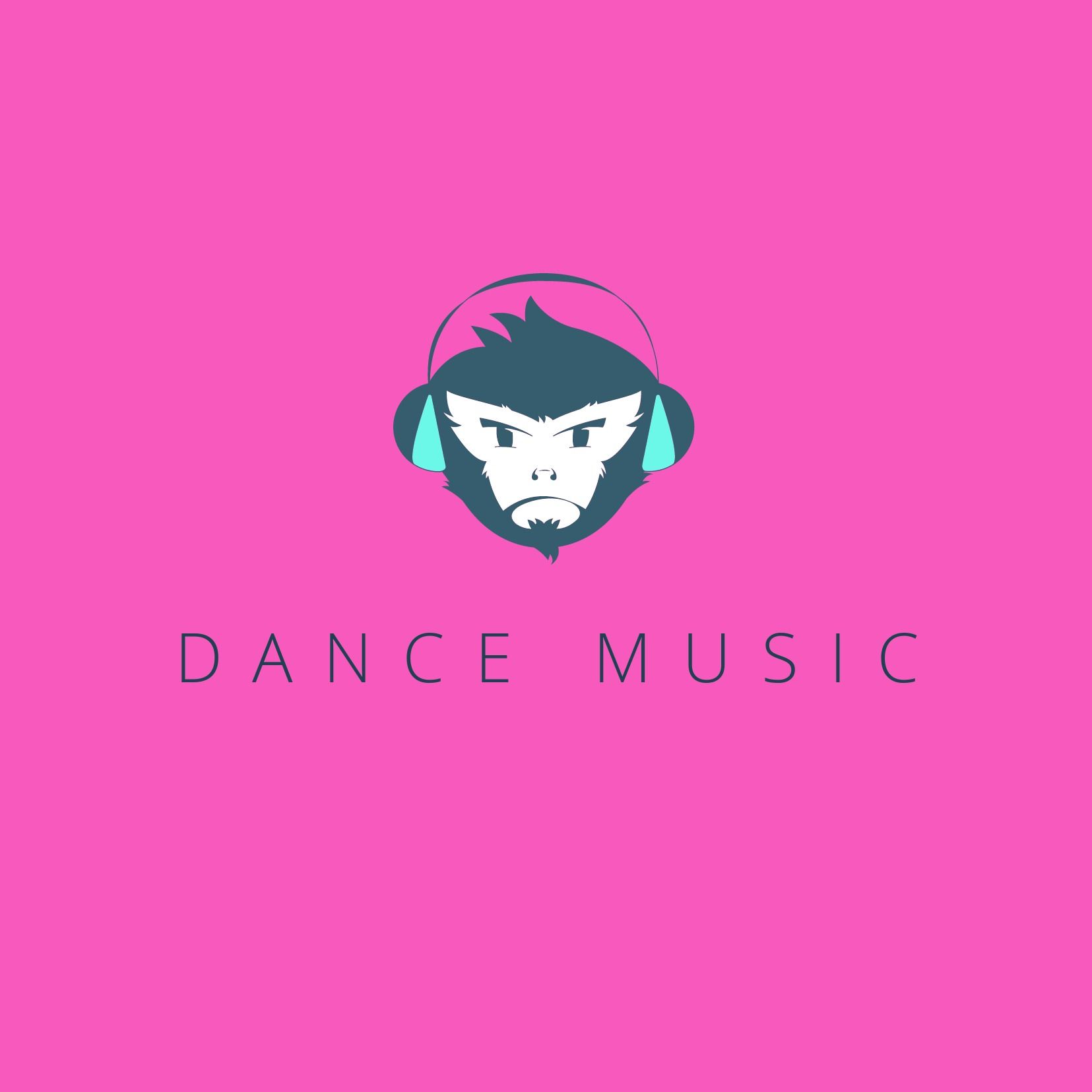 DJ logo design with monkey wearing headphones on pink background - Khula is a flexibly spaced font with a Hindi support - Image