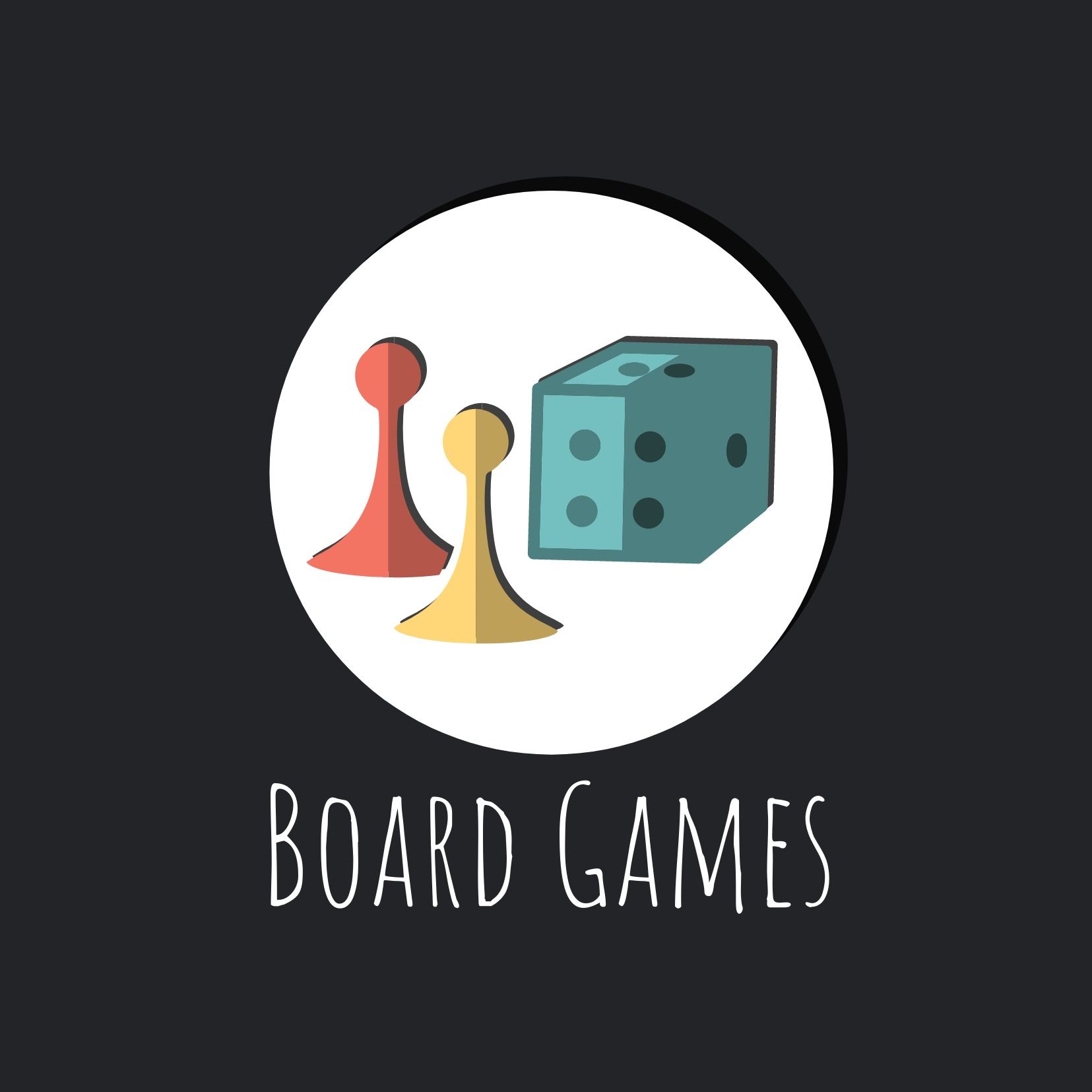 Board games logo featuring two pawns and a dice - One of the best font options for gaming logos - Image