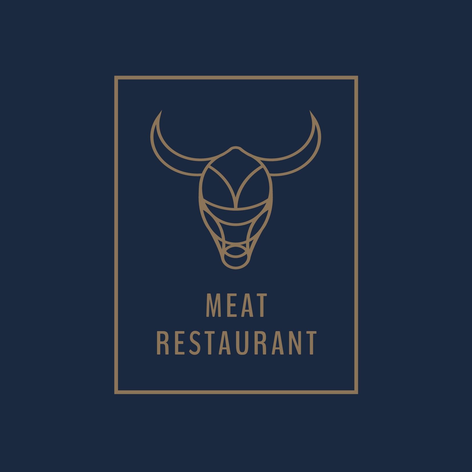 Logo für ein Fleischrestaurant mit Stierkopf – BenchNine ist eine schmale, aber starke und wirkungsvolle Schriftart – Bild