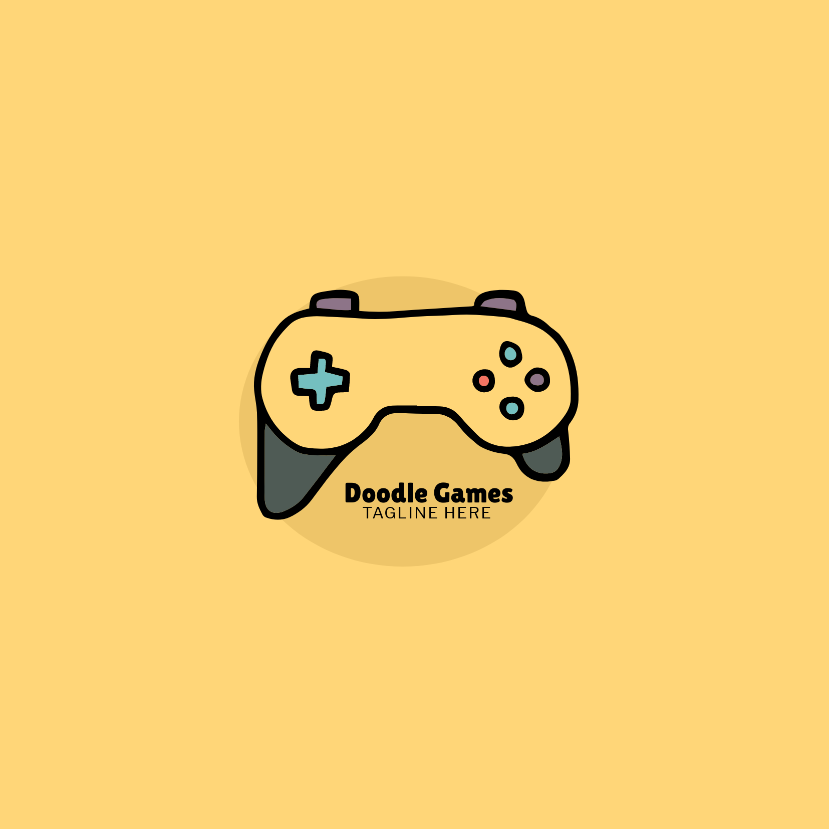 Colourful PS1 gamepad on yellow background - Lilita 1 and Libre Franklin are a great choice of font combinations for relaxing and fun logos - Image