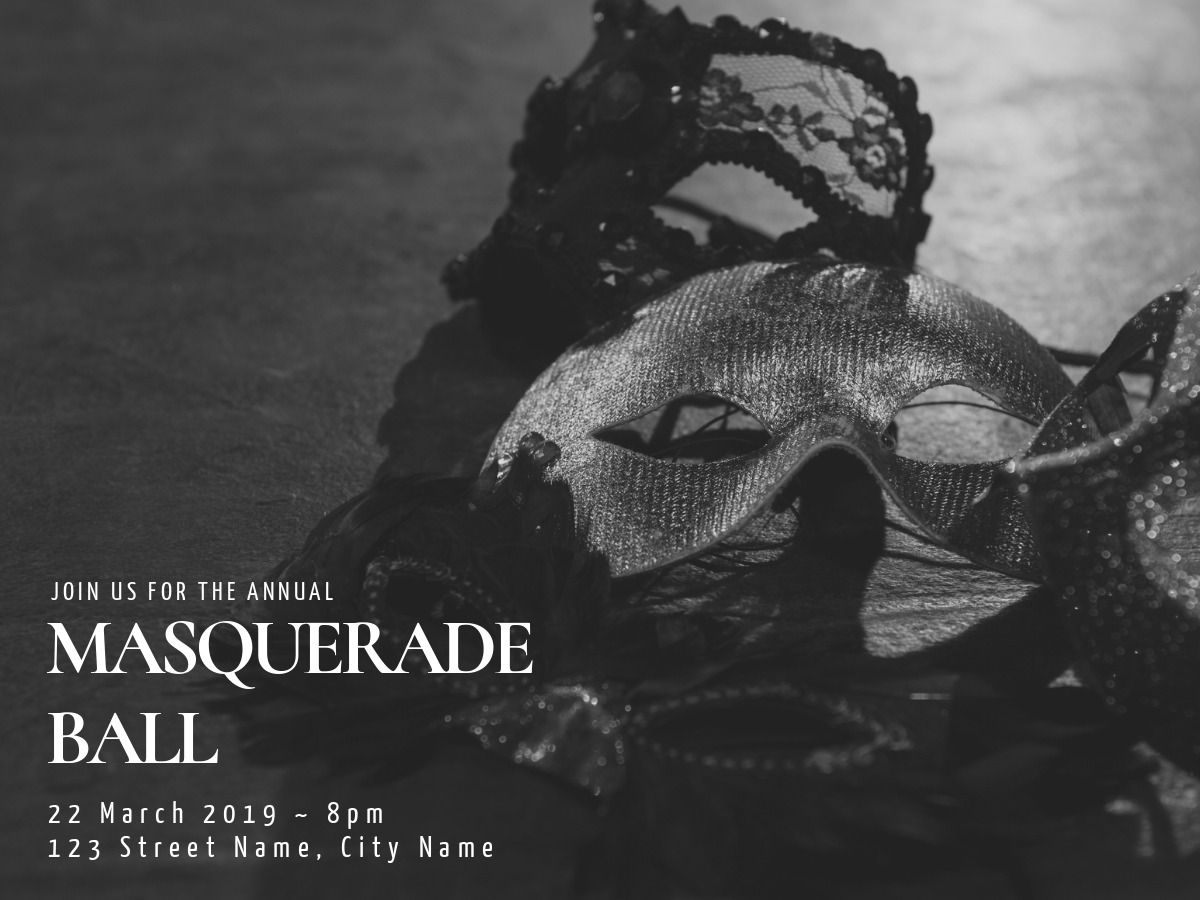 Black and white brochure for the annual masquerade ball - Using black and white shades to create themed art - Image