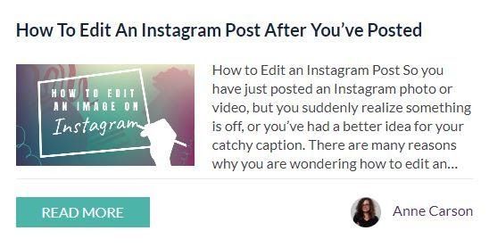 Ejemplo de cómo editar una publicación de Instagram