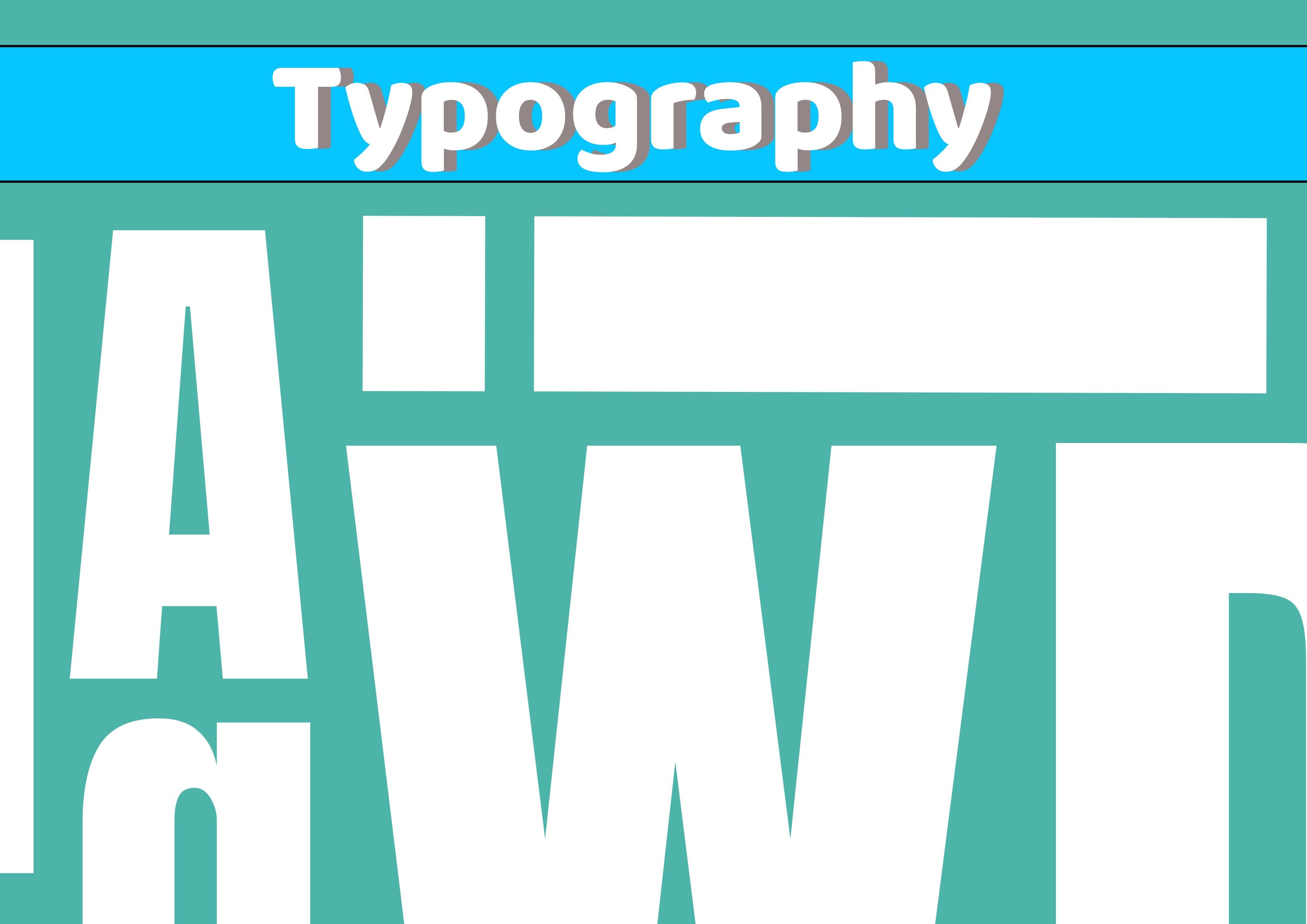 Imagen tipográfica con varias letras del alfabeto en blanco y de diferentes tamaños