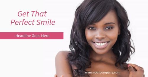 An image of a smiling woman with the caption  'Get that perfect smile' - How to use visual storytelling in your branding - Image