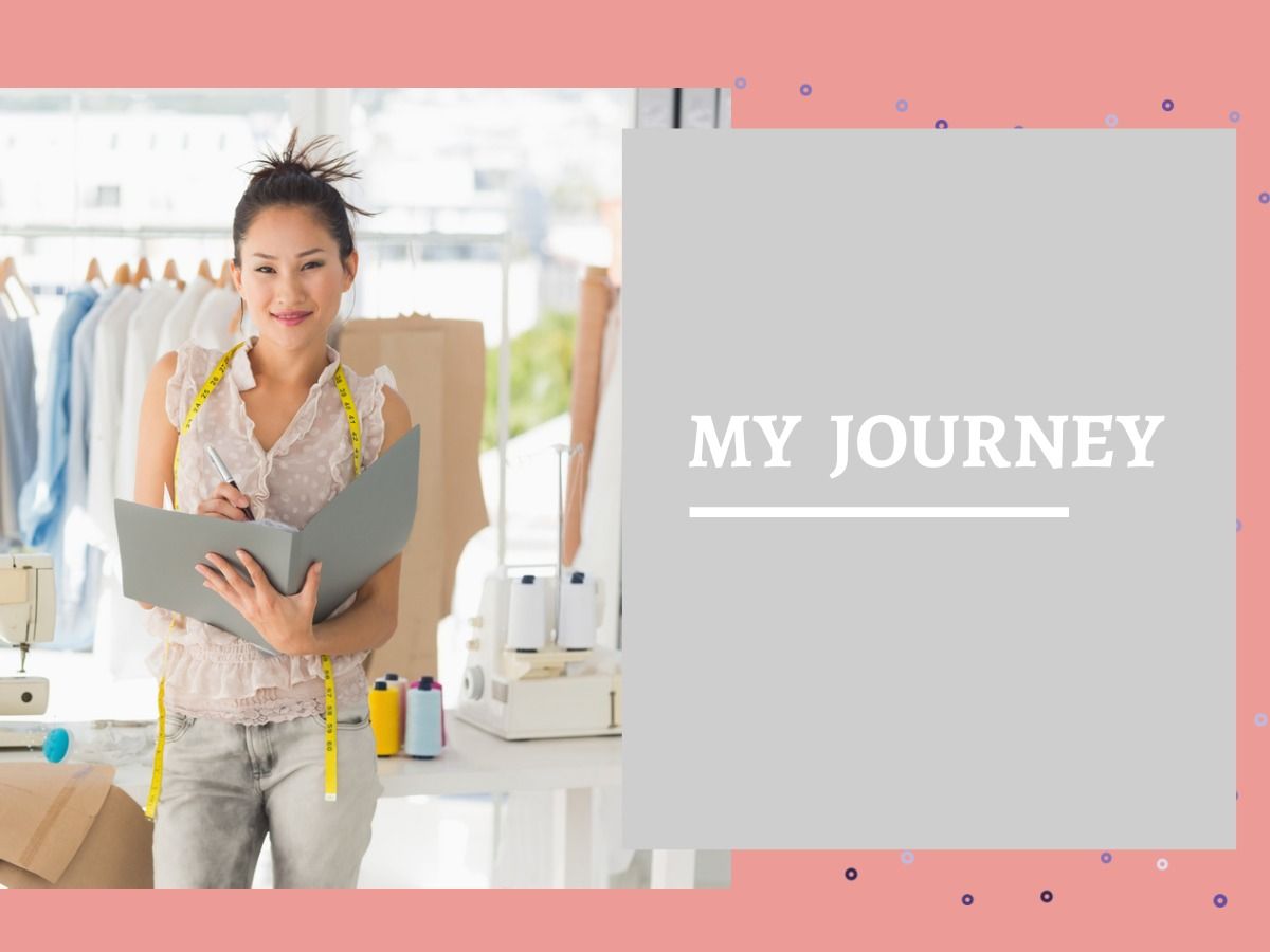 Image of a woman writing in a notebook with my journey written on a gray text block - Use trusted sources and provide real visual statistics in your branded content - Image
