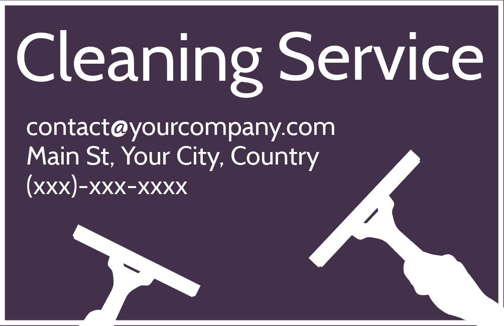 carte de visite de service de nettoyage marron avec icônes de nettoyage