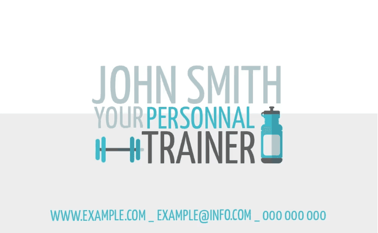 Simple personal trainer business card template with dumbbell and water bottle - Tips on how to keep your business card design simple - Image