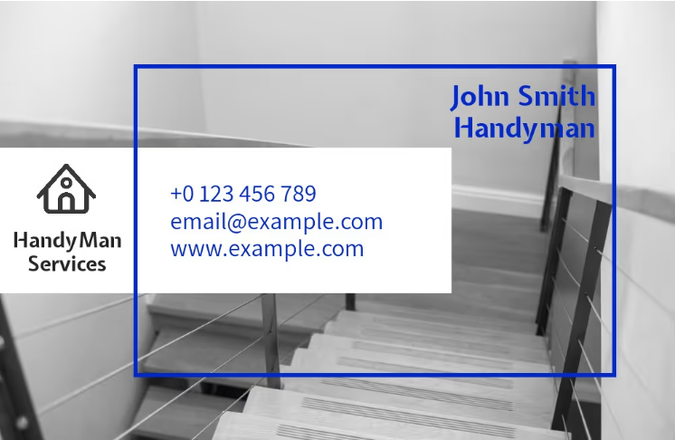 Handyman services business card template with photo of stairwell - The flexibility of a layered approach to business card design - Image