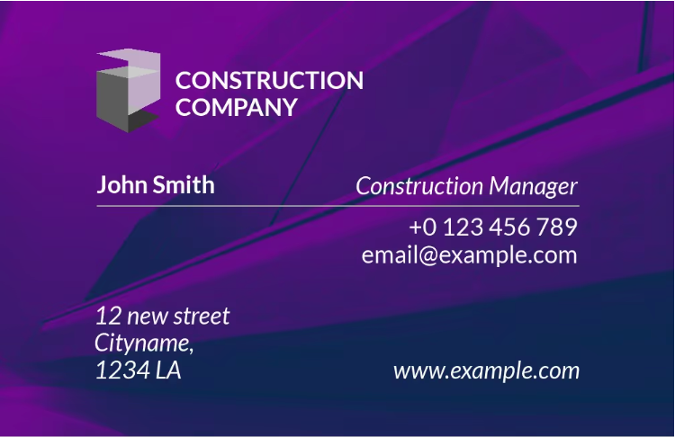 Construction company business card template with monochrome photo in the background - Monochromatic patterns in business card design - Image