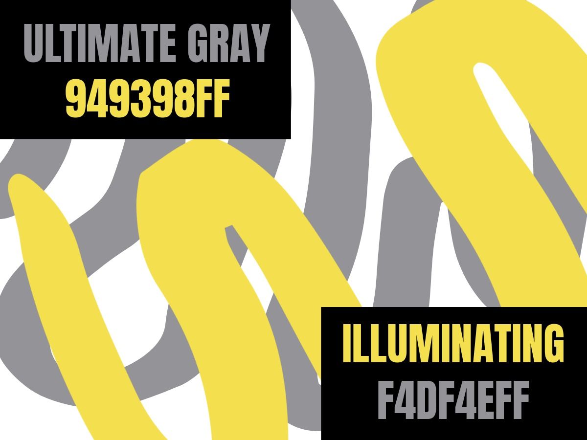 Combinación de colores Pantone de Ultimate Grey (949398FF) e Illuminating (F4DF4EFF)